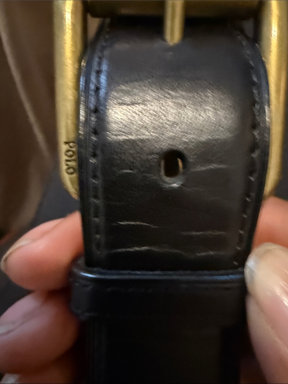 Polo by Ralph Lauren Black and White‎ Belt with Brass Buckle Leather classic - Picture 8 of 8